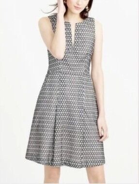 J. Crew Black and White Eyelet Sleeveless Fit-and-Flare Dress 16